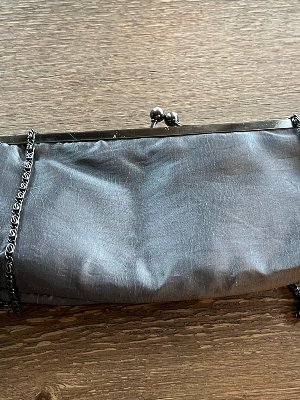 Elegant Gray  Beaded Lace Evening Clutch with Chain - Picture 3 of 7